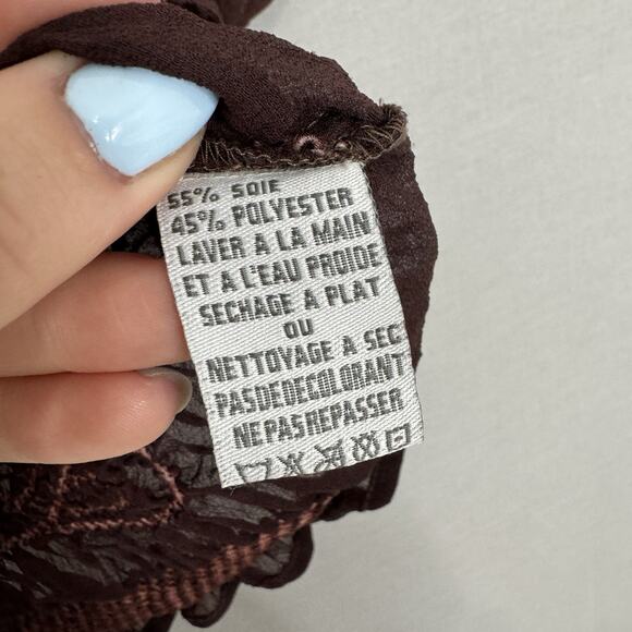 Original Tee Women Top Small Wine Silk Textured Tie Dye Hippie Boho Gypsy Blouse - Picture 11 of 11